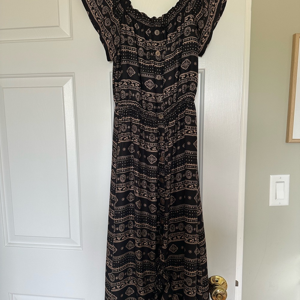 Bohemian Black and Tan Maxi Dress